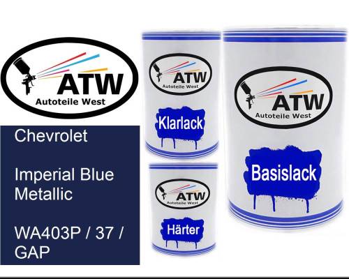 Chevrolet, Imperial Blue Metallic, WA403P / 37 / GAP: 500ml Lackdose + 500ml Klarlack + 250ml Härter - Set, von ATW Autoteile West.